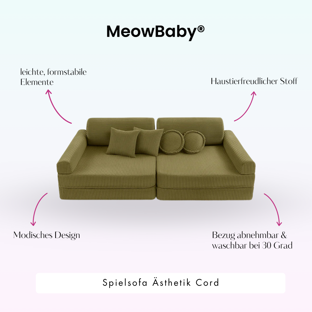 MeowBaby Play Sofa Aesthetic Cord - ecru/beige