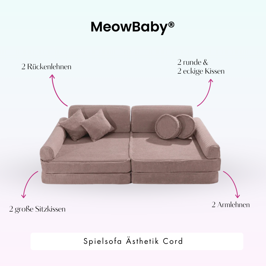 MeowBaby Play Sofa Aesthetic Cord - ecru/beige