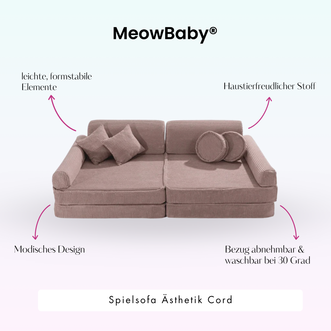 MeowBaby Play Sofa Aesthetic Cord - ecru/beige