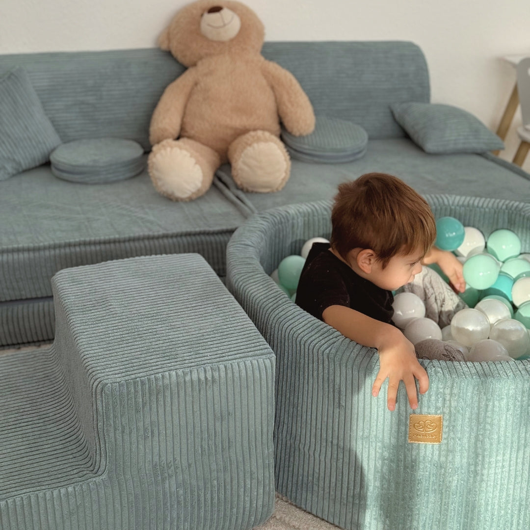 MeowBaby foam play set Aesthetic Cord ecru/beige with ball pit, 200 balls - custom color selection