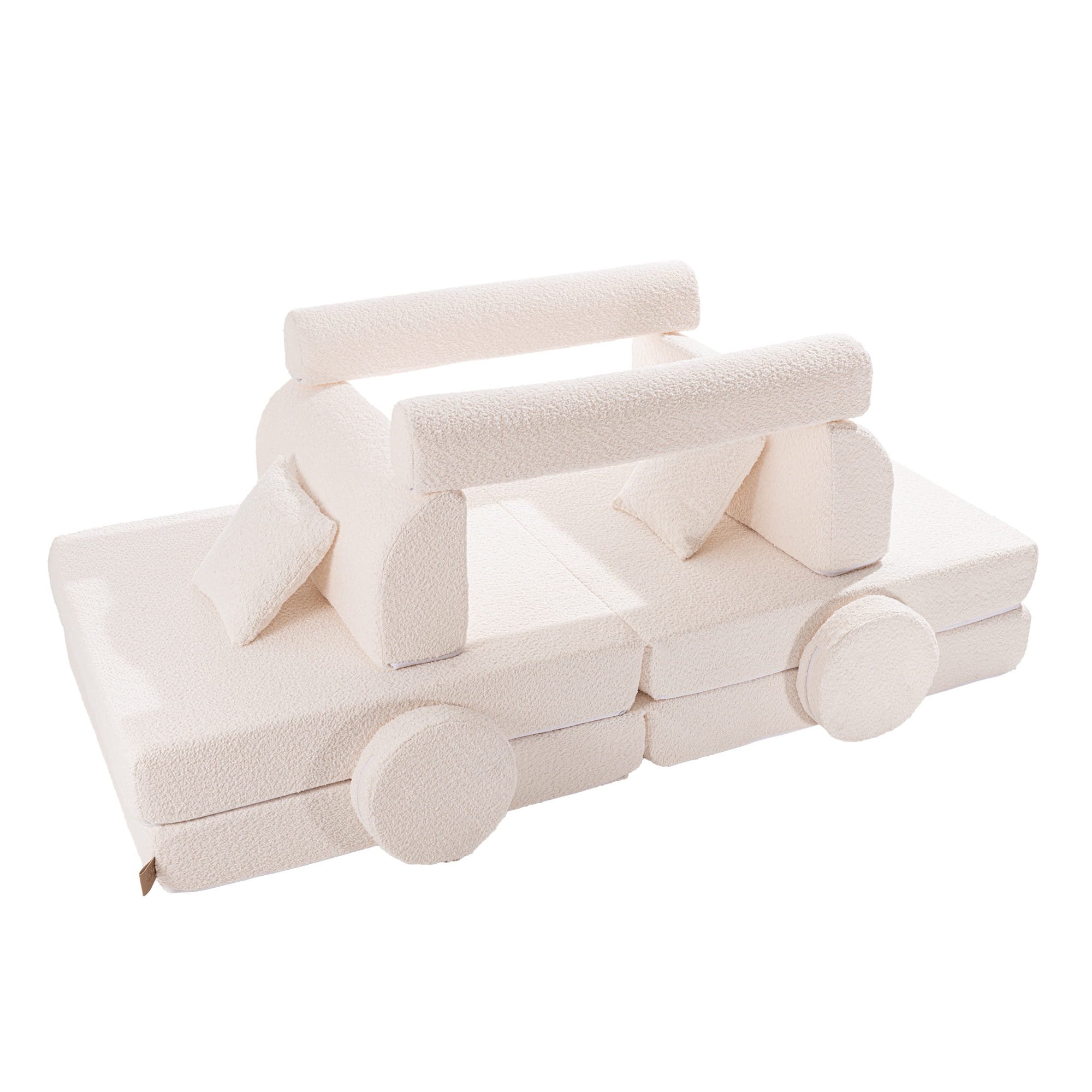 MeowBaby Play Sofa Premium Bouclé - cream/white