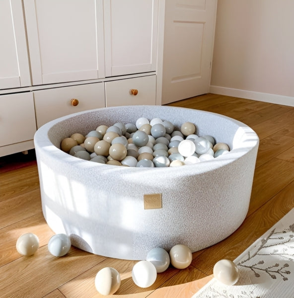 MeowBaby Jersey ball pit light grey 90x30 cm, 200 balls - custom colour selection