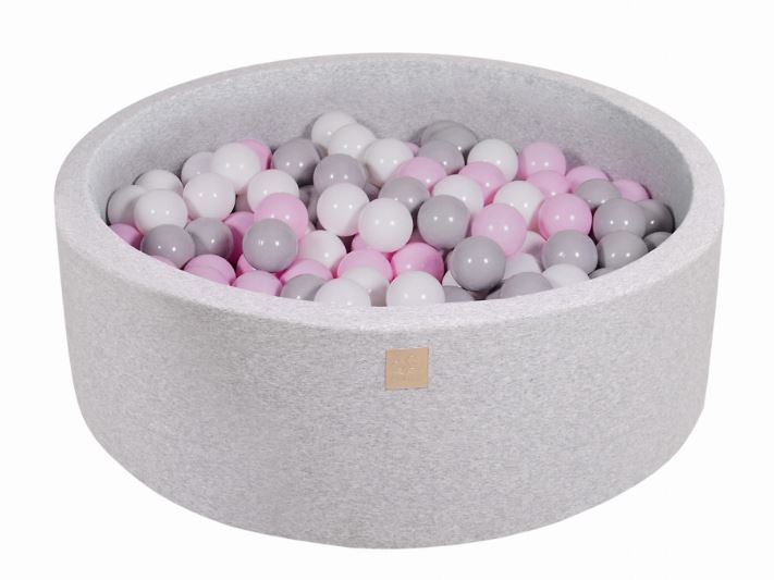 MeowBaby Jersey ball pit light grey 90x30 cm, 200 balls - custom colour selection