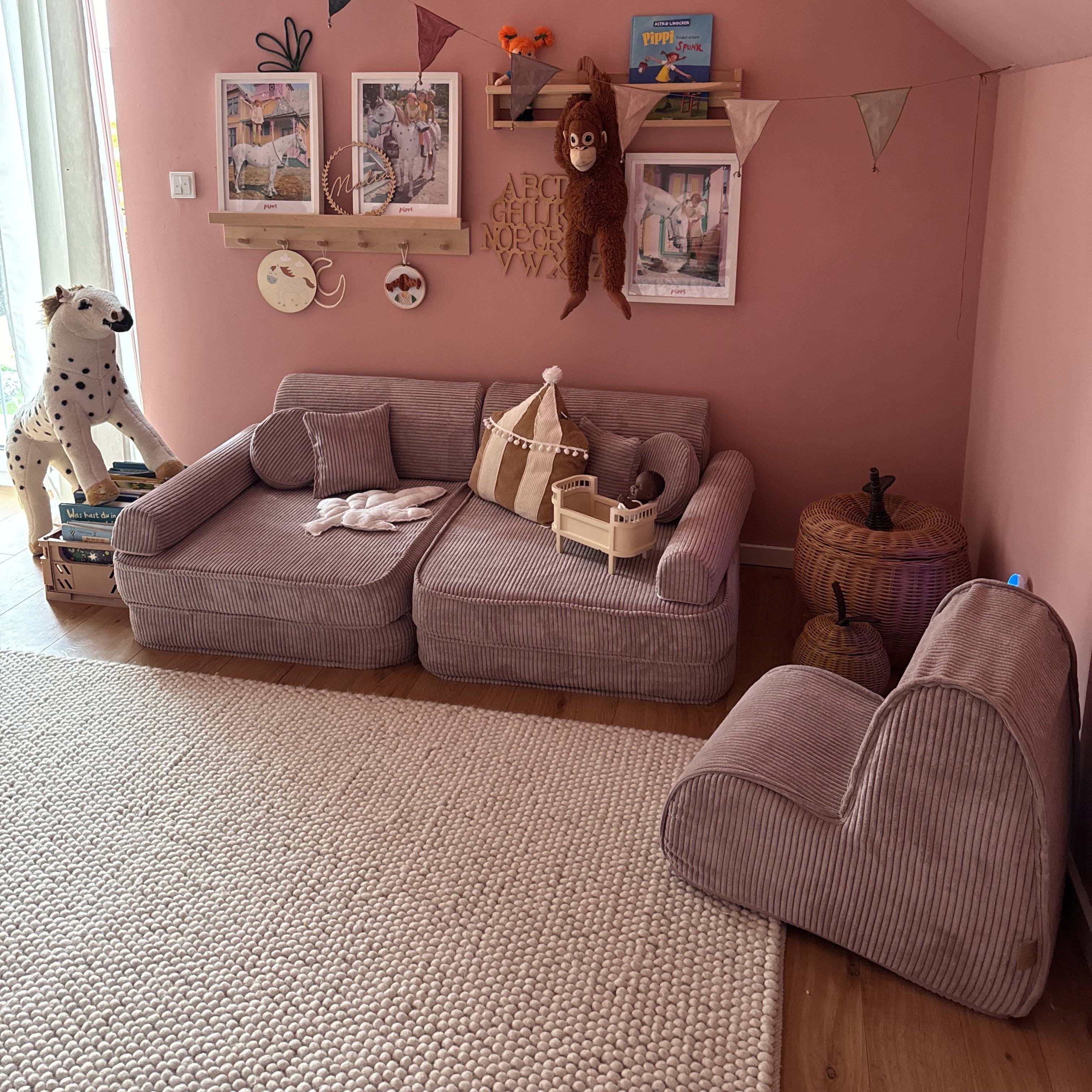 MeowBaby Play Sofa Aesthetic Cord - Powder Pink