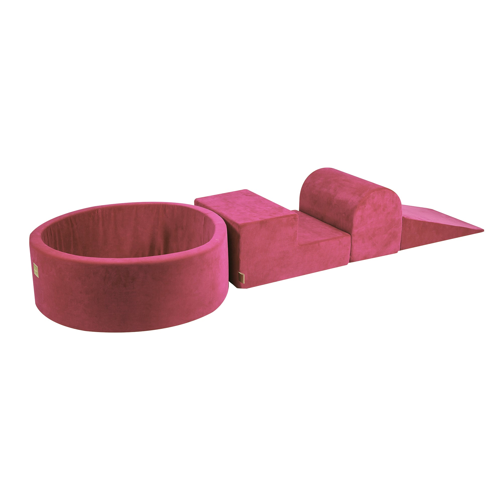 MeowBaby Schaumspielset Velvet Himbeerrot mit Bällebad, 200 Bälle - Weiß