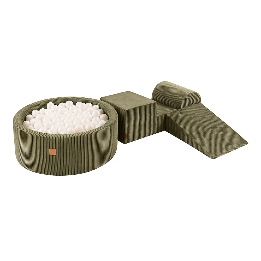 MeowBaby Schaumspielset Ästhetik Cord mit Bällebad, 200 Bälle - eigene Farbauswahl