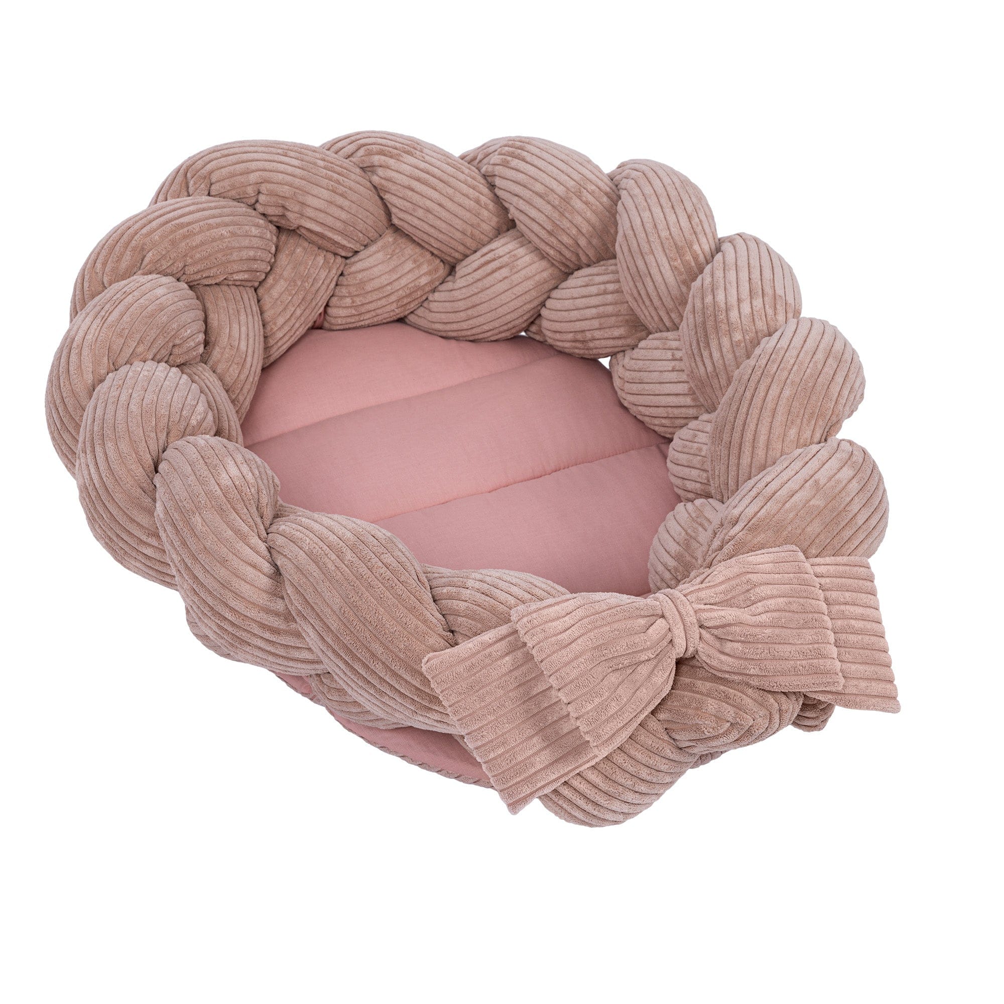 Baby Nest with Crib Braided Bumper | Aesthetic Powder Pink