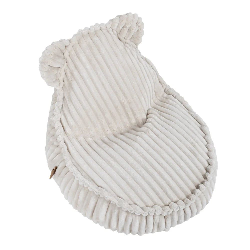 MeowBaby Sitzsack Bär Churros Plüsch-Cord - Cotton Candy White