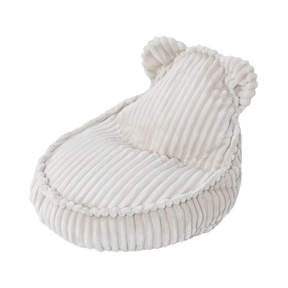 MeowBaby Sitzsack Bär Churros Plüsch-Cord - Cotton Candy White