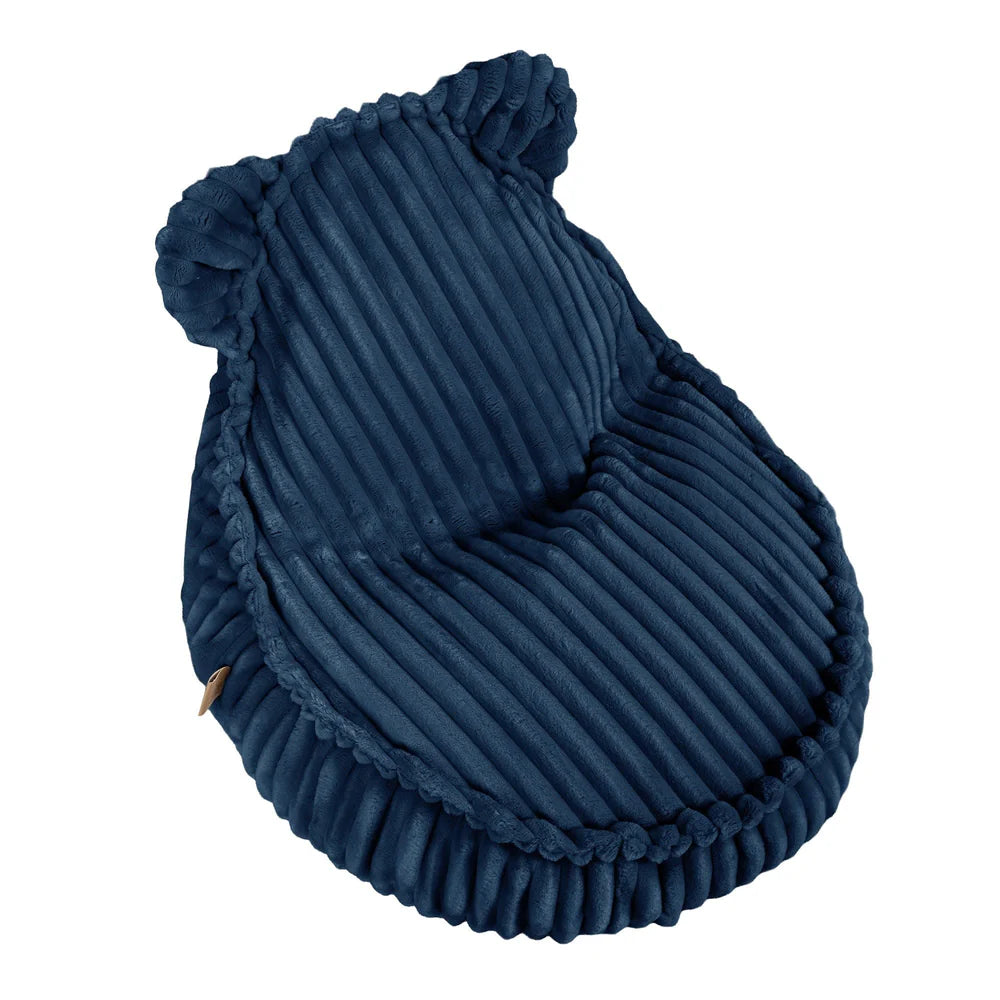 MeowBaby Sitzsack Bär Churros Plüsch-Cord - Midnight Blue