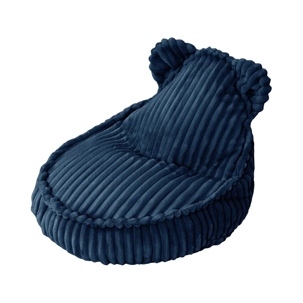 MeowBaby Sitzsack Bär Churros Plüsch-Cord - Midnight Blue