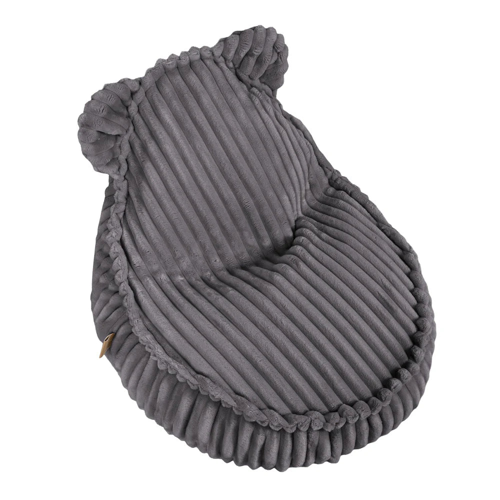 MeowBaby Sitzsack Bär Churros Plüsch-Cord - Jurassic Grey