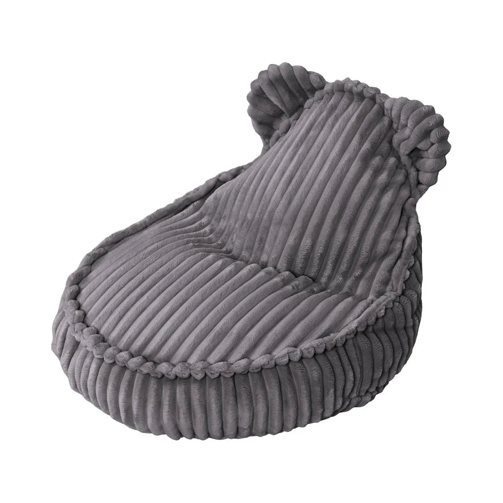 MeowBaby Sitzsack Bär Churros Plüsch-Cord - Jurassic Grey