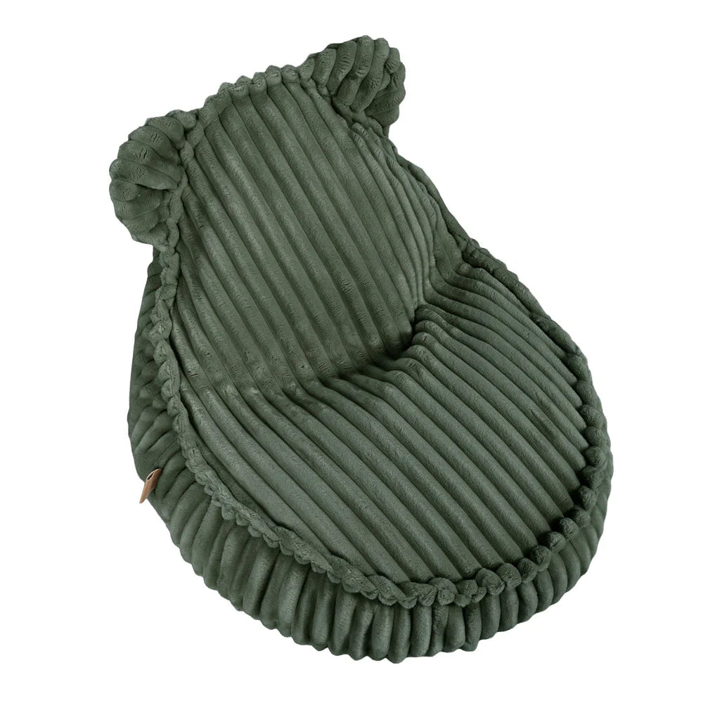 MeowBaby Sitzsack Bär Churros Plüsch-Cord - Pine Forest Green
