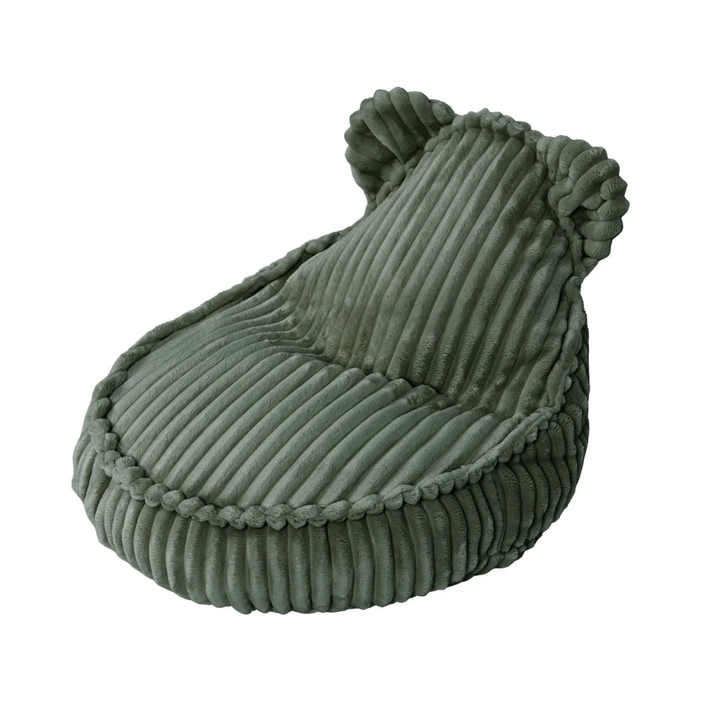 MeowBaby Sitzsack Bär Churros Plüsch-Cord - Pine Forest Green