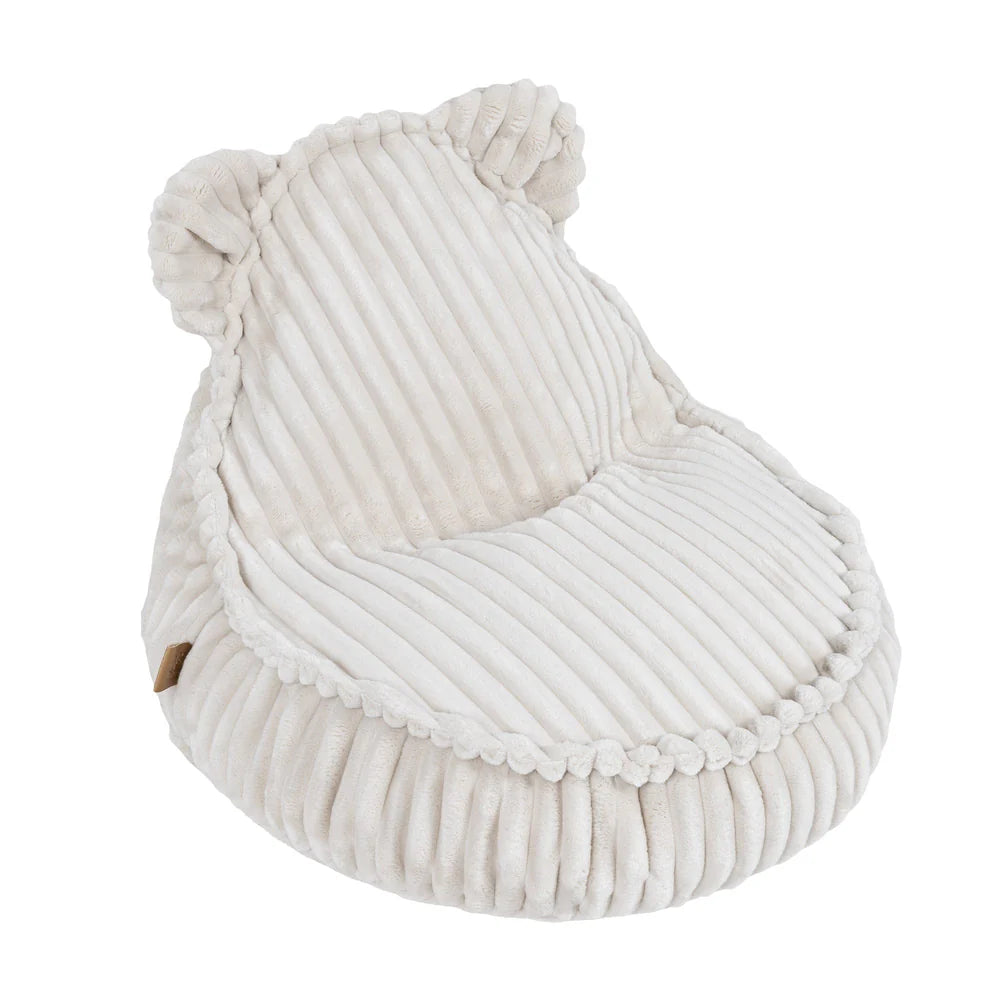MeowBaby Sitzsack Bär Churros Plüsch-Cord - Cotton Candy White