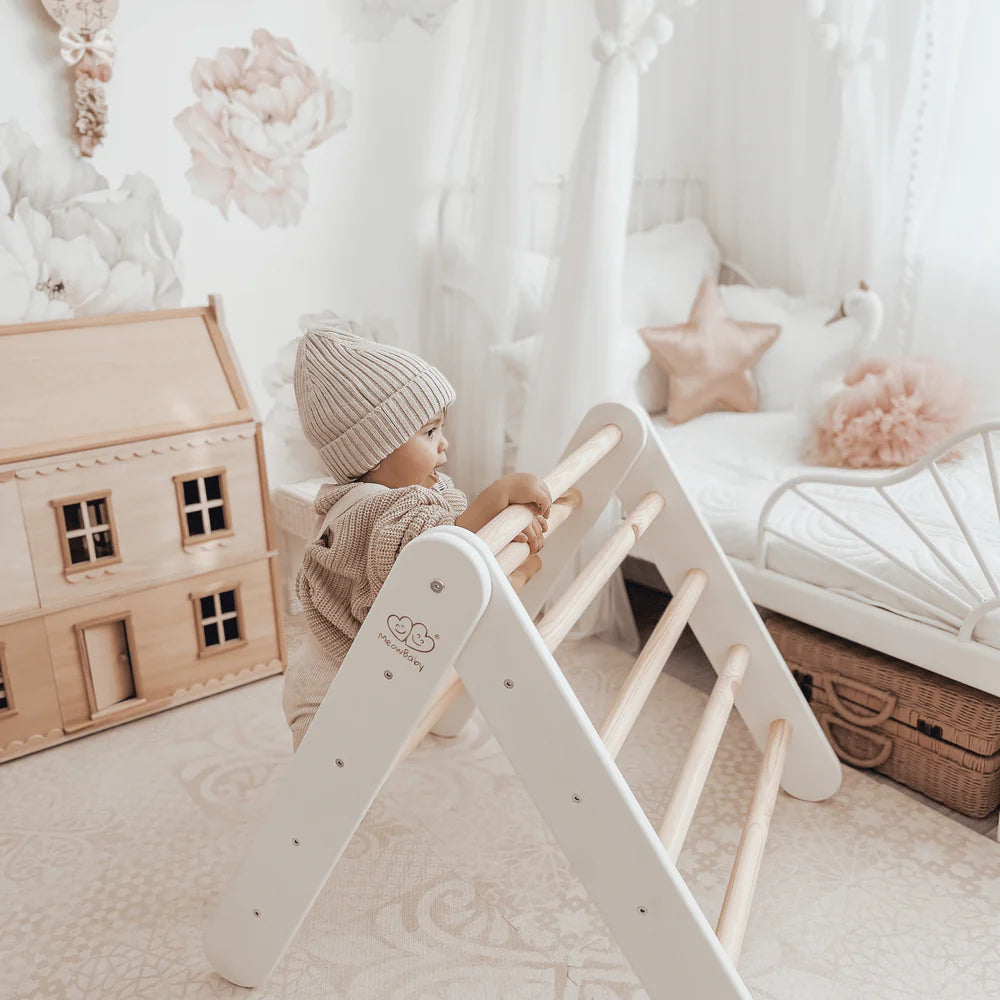 MeowBaby Kletterdreieck mit Rutsche 60x61 cm, Holz