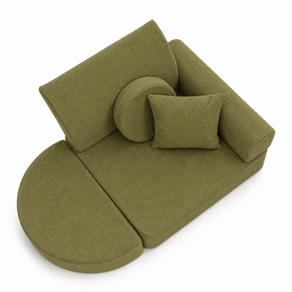 MeowBaby Kindersessel 3-in-1 Max Premium Cord - faltbare Kindercouch & Spielmatratze - Slim Cord Edition