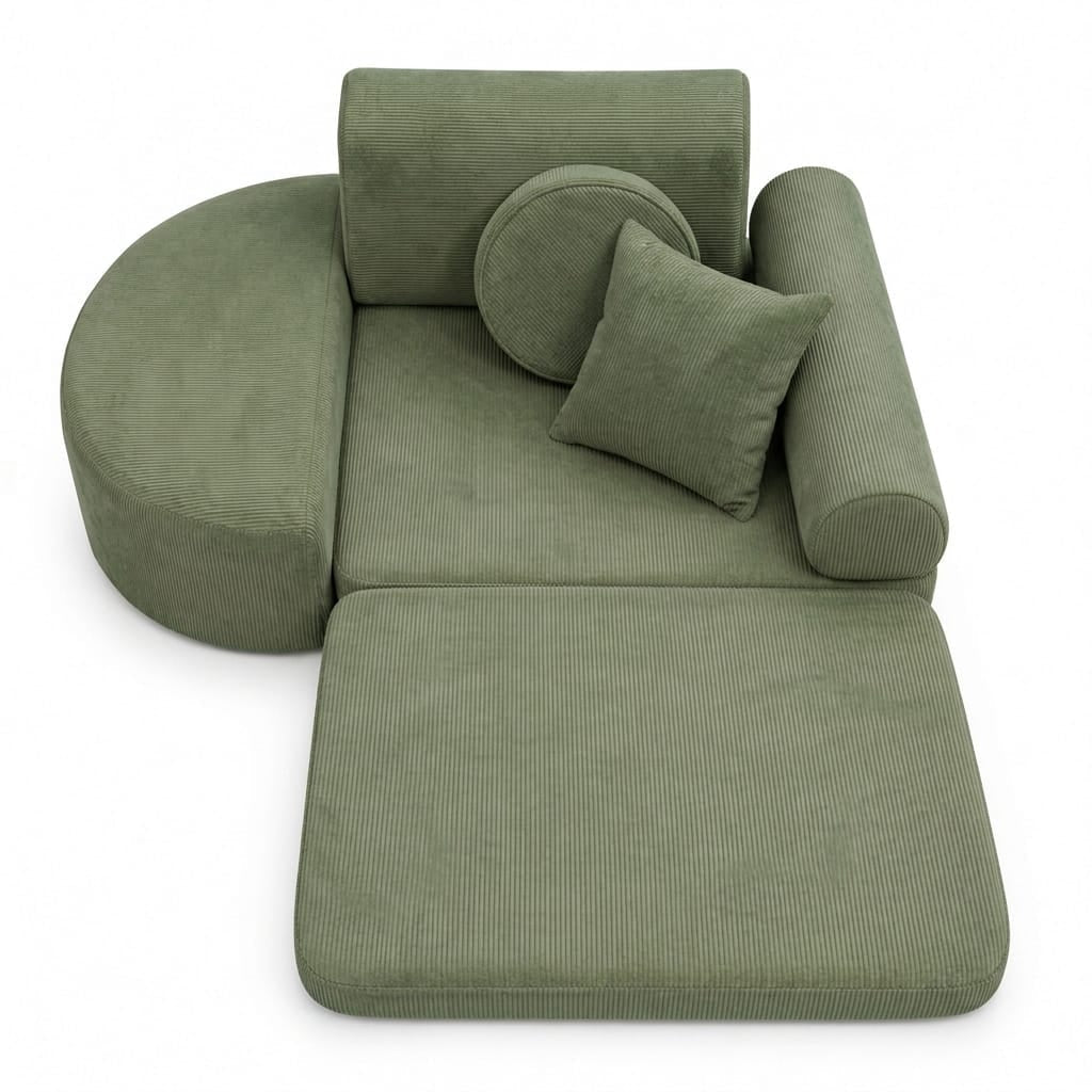 MeowBaby Kindersessel 3-in-1 Max Premium Cord - faltbare Kindercouch & Spielmatratze - Slim Cord Edition