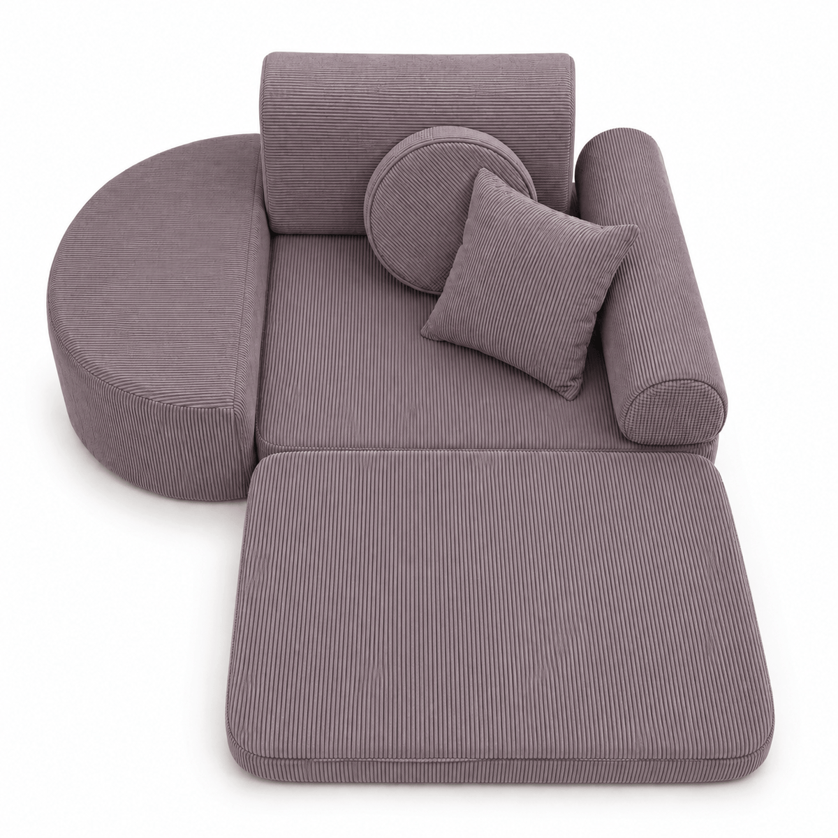 MeowBaby Kindersessel 3-in-1 Max Premium Cord - faltbare Kindercouch & Spielmatratze - Slim Cord Edition