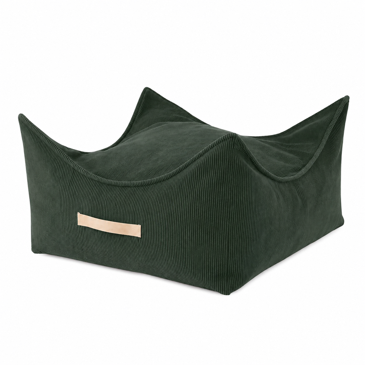 MeowBaby Children's Pouf, Square, Premium Corduroy - Beige