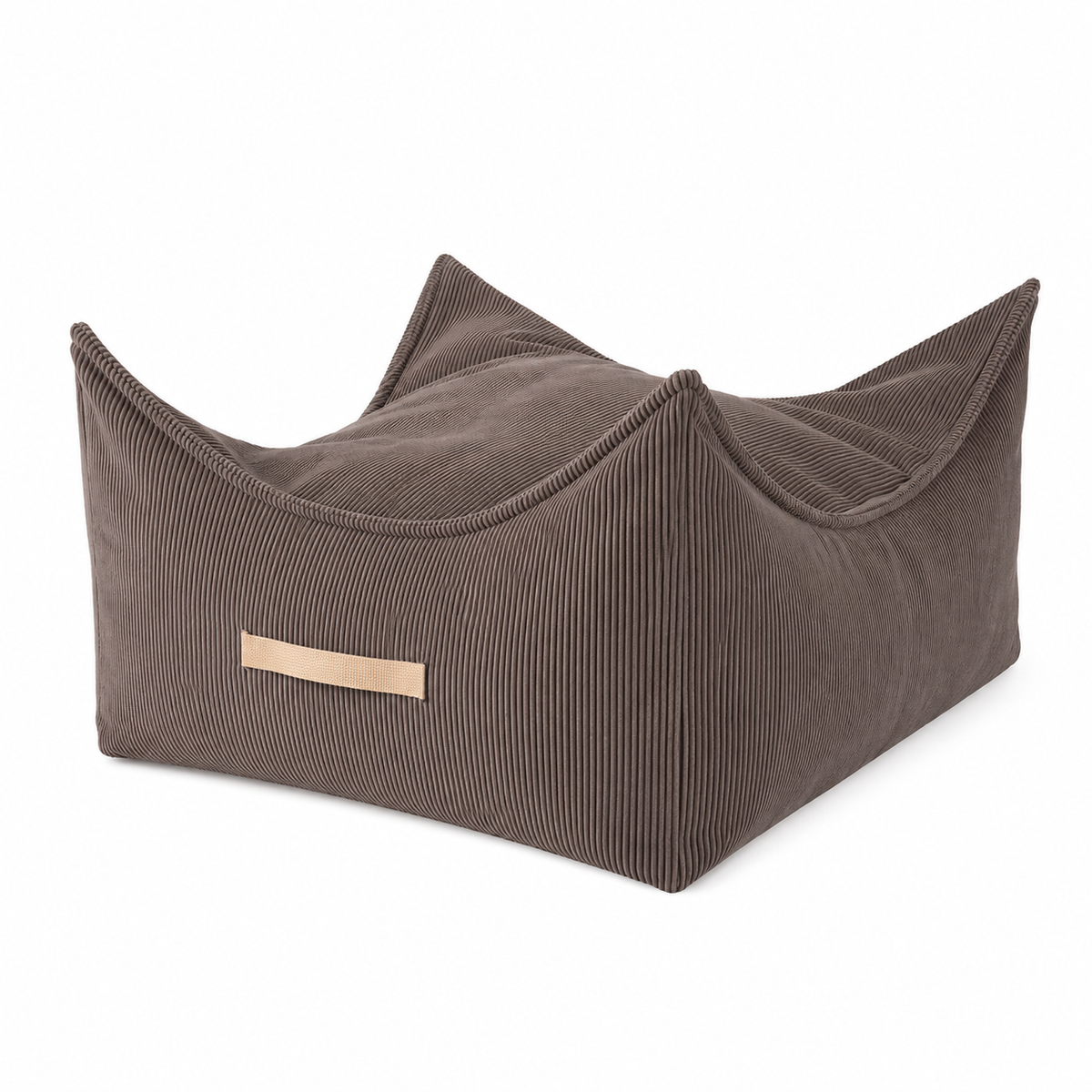 MeowBaby Children's Pouf, Square, Premium Corduroy - Beige