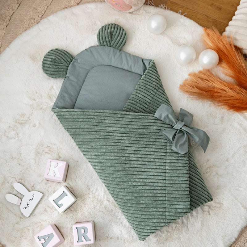 MeowBaby Einschlagdecke Cord zum Schlafen & Kuscheln – Ästhetik olive