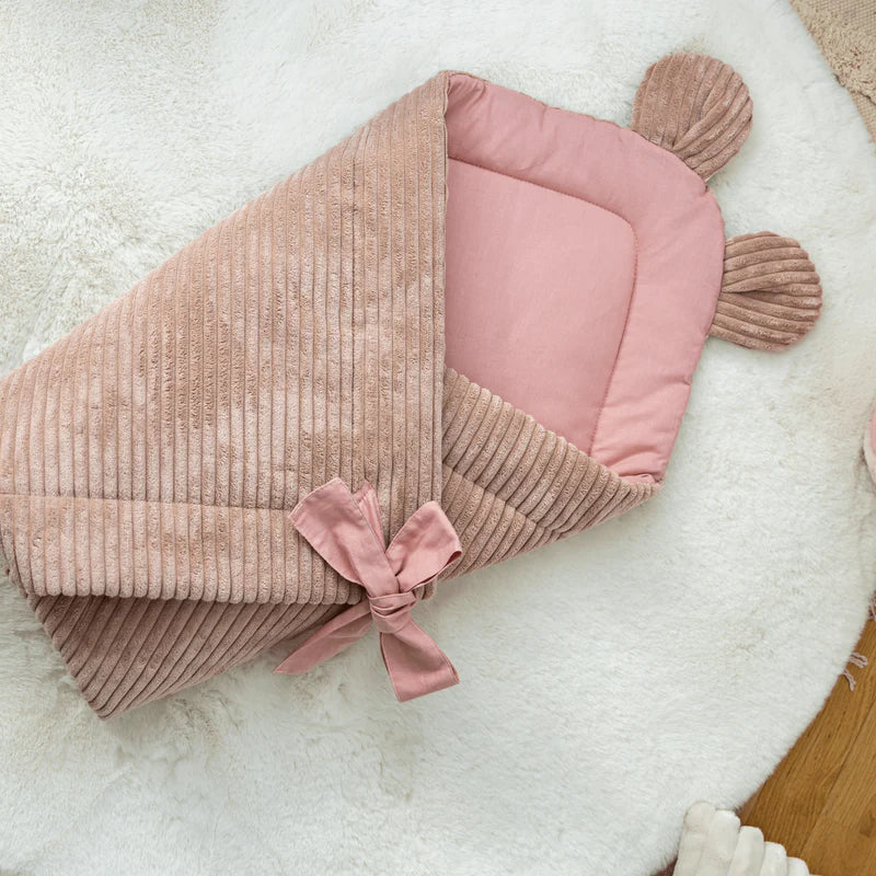 MeowBaby Einschlagdecke Cord zum Schlafen & Kuscheln – Ästhetik ecru/beige