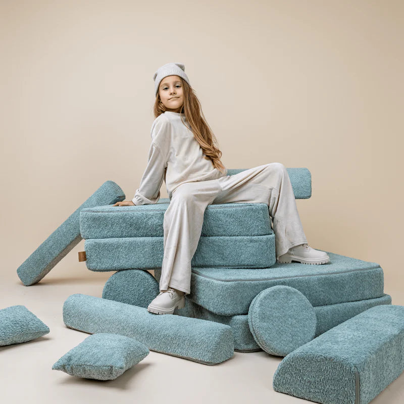MeowBaby Play Sofa Premium Bouclé - fresh mint