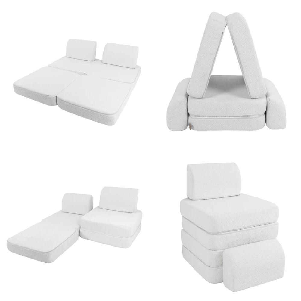 MeowBaby Spielsofa Mini Basic Bouclé - cremé/weiss