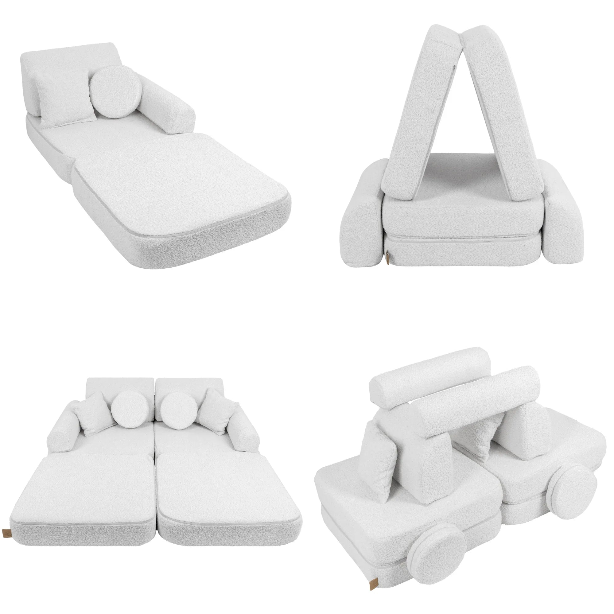 MeowBaby play sofa Mini Plus Bouclé - cream/white