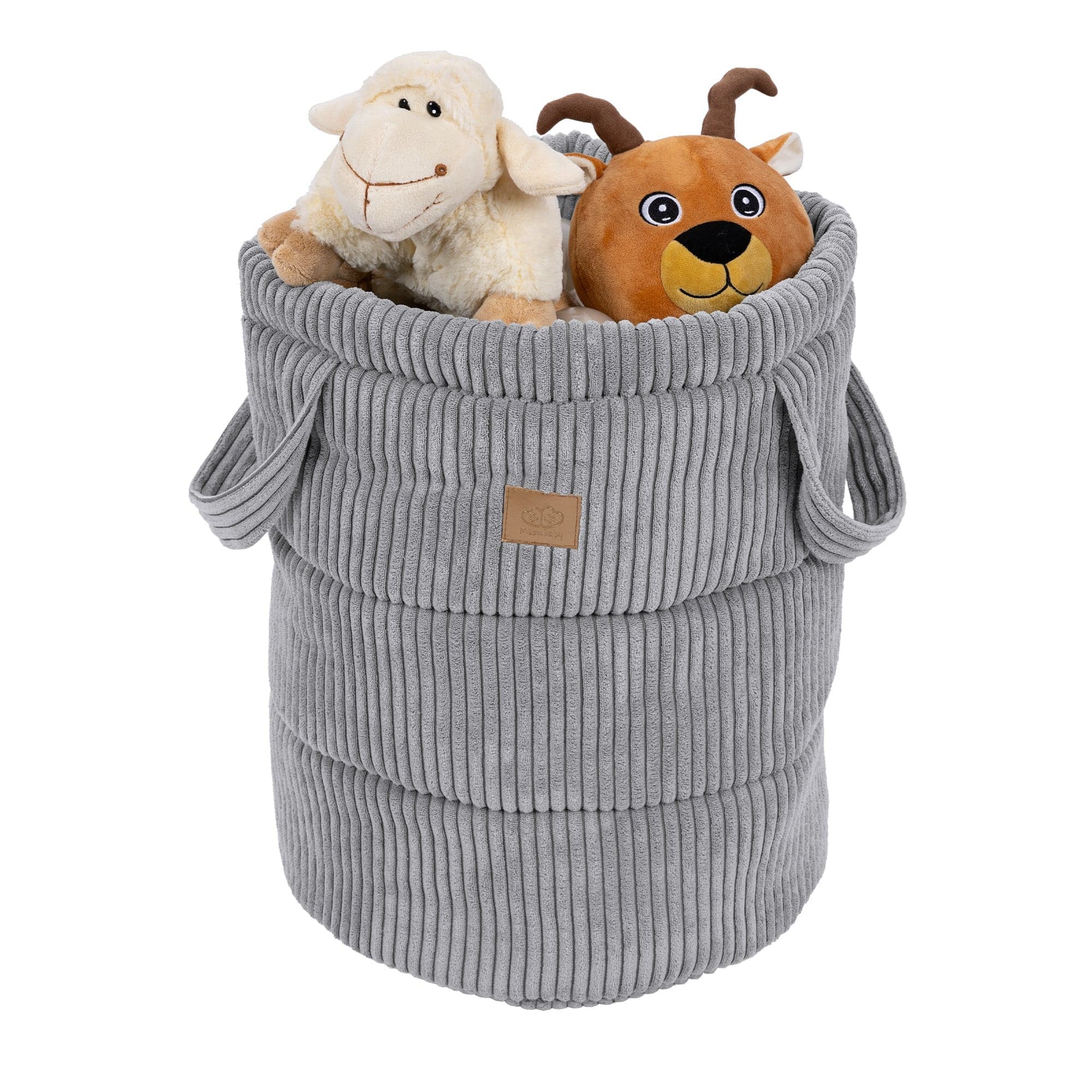Toy Storage Basket for Kids – Corduroy Organizer | Aesthetic Grey