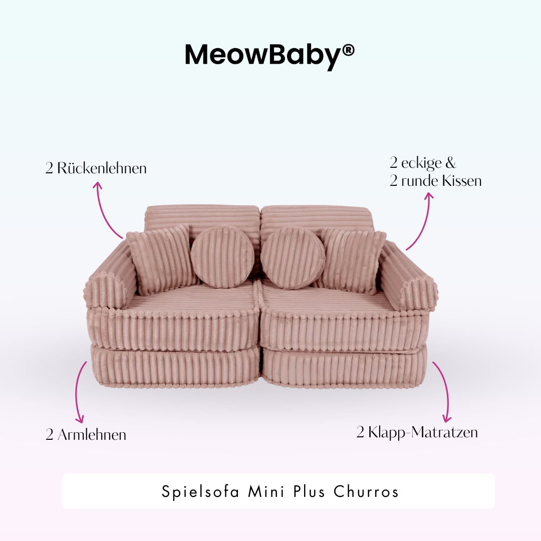 MeowBaby Spielsofa Mini Plus Churros - Plüschcord Edition