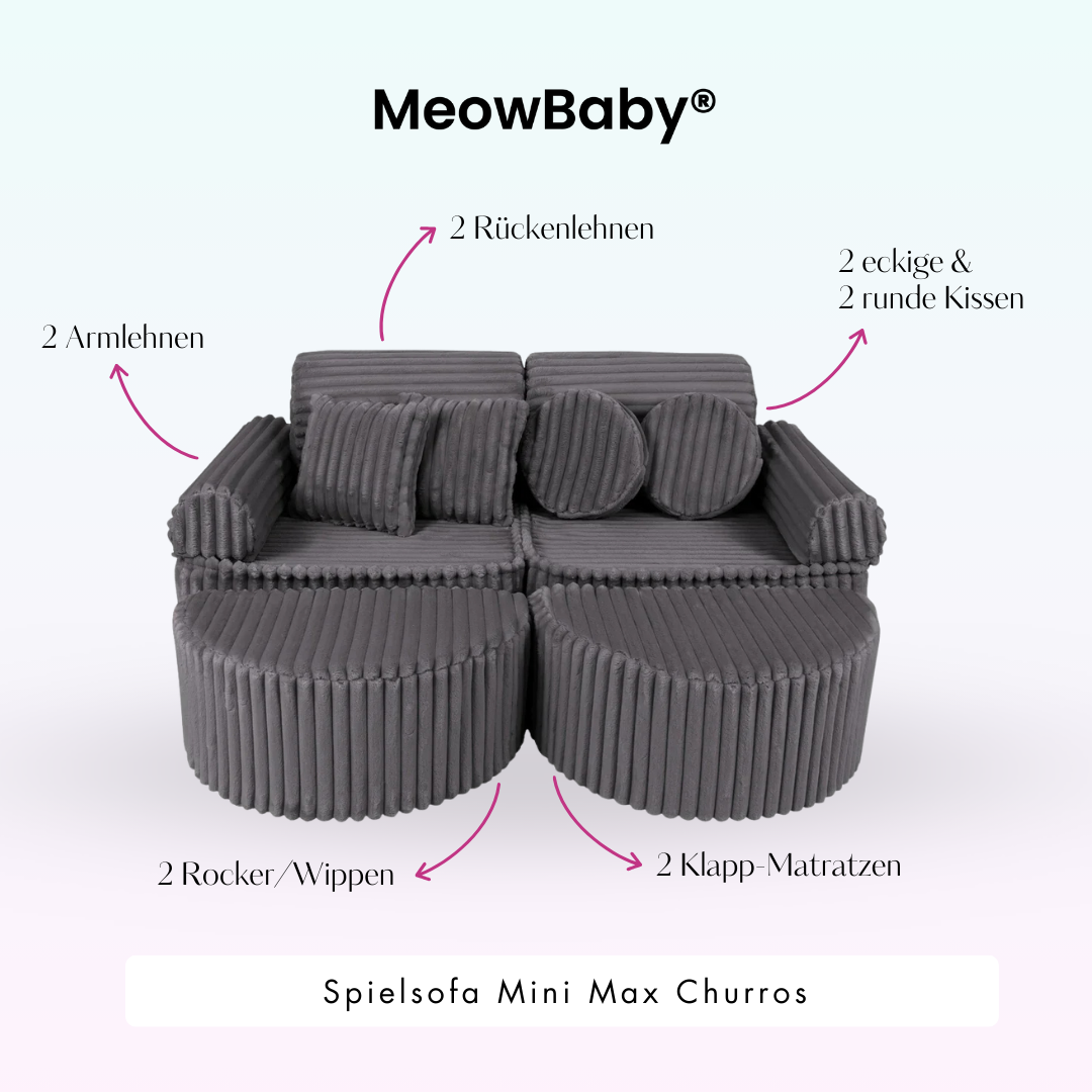 MeowBaby Spielsofa Mini Max Churros - Plüschcord Edition