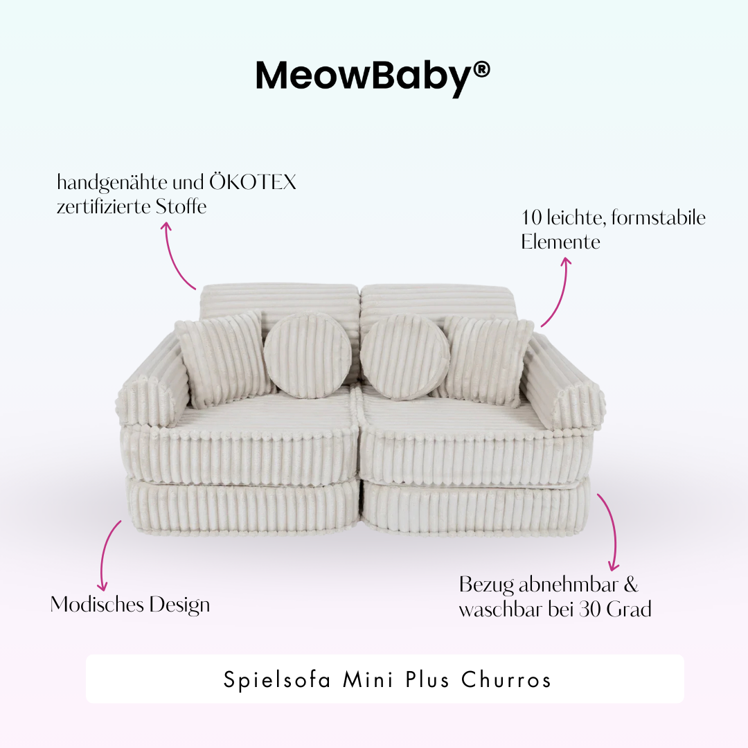 MeowBaby Spielsofa Mini Plus Churros - Plüschcord Edition