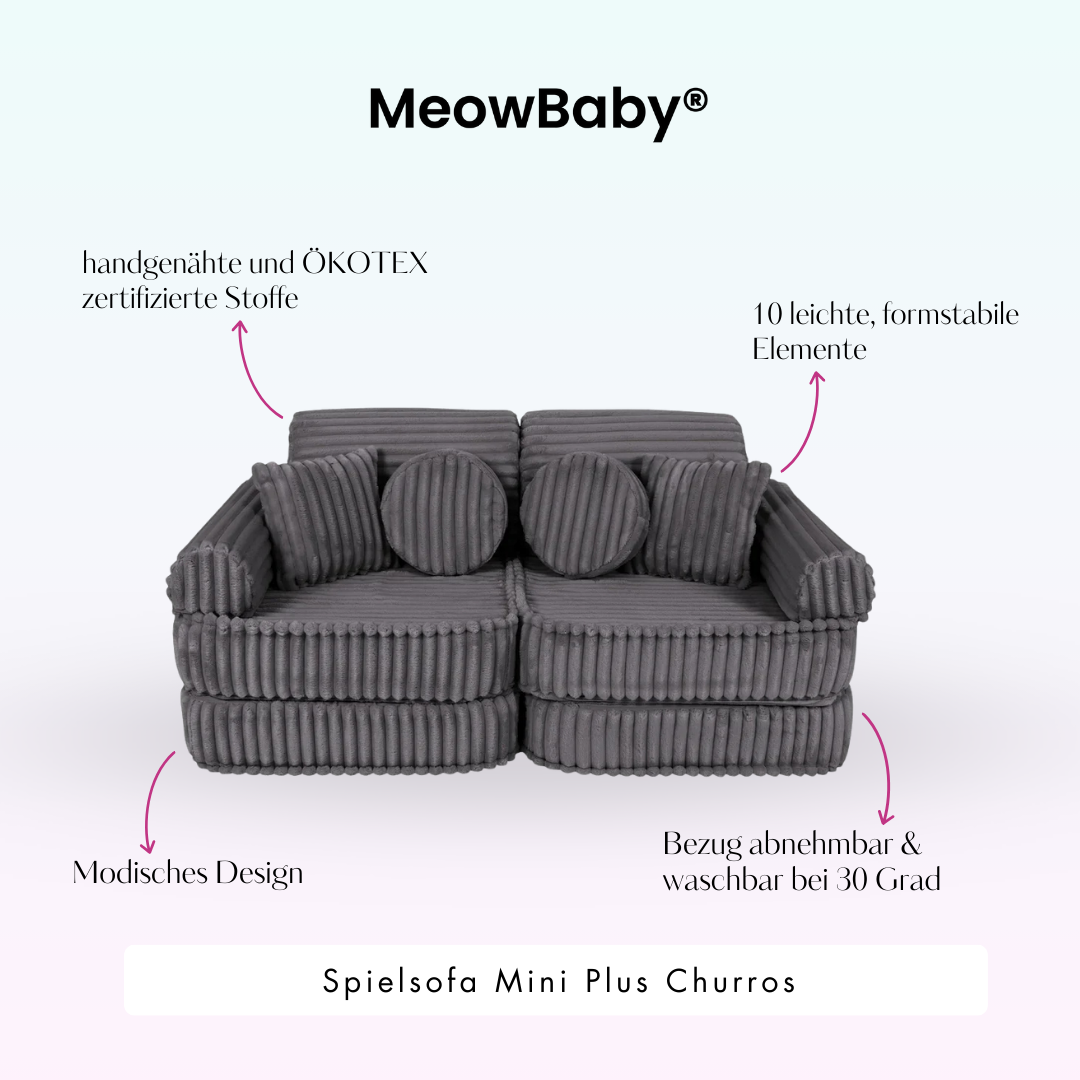 MeowBaby Spielsofa Mini Plus Churros - Plüschcord Edition