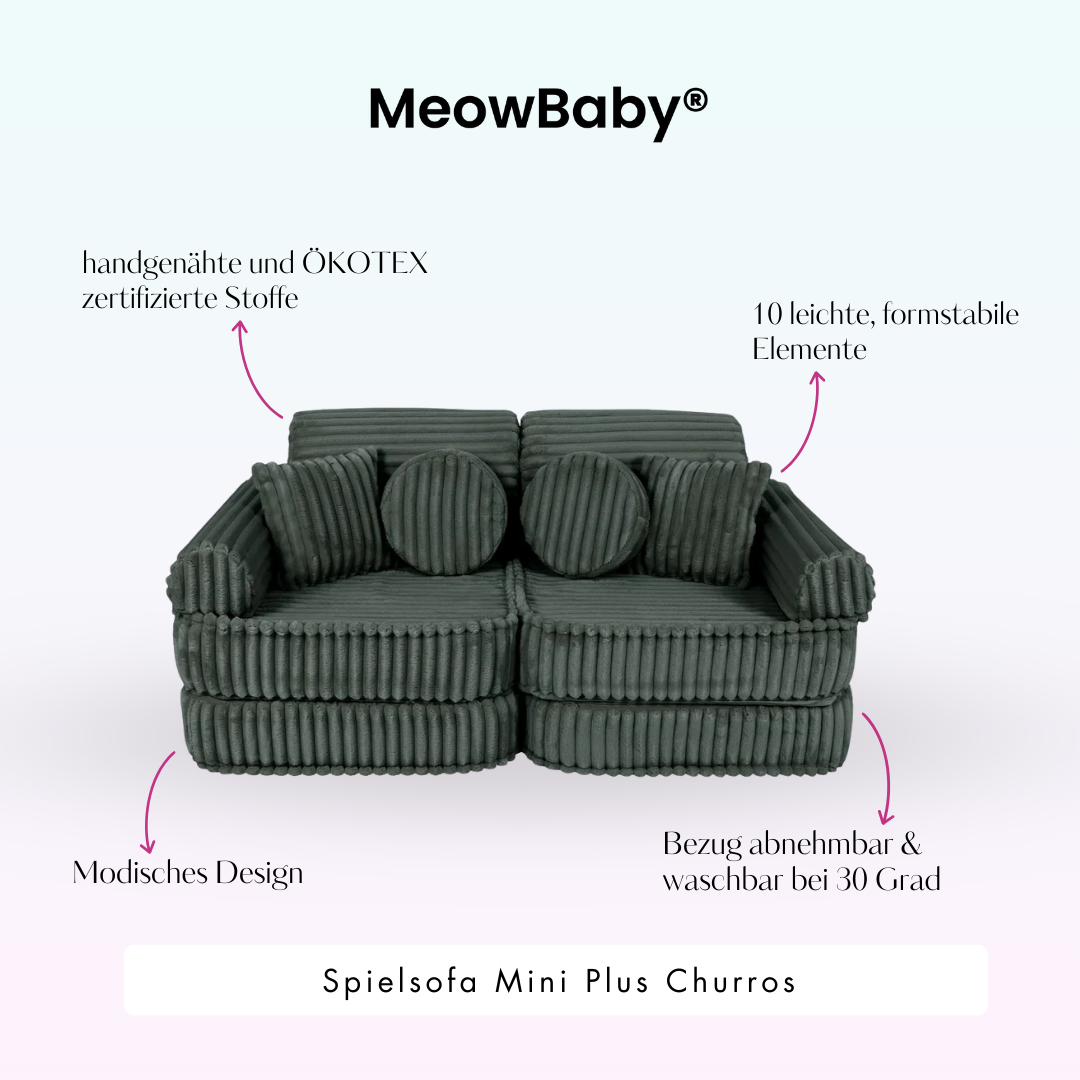 MeowBaby Spielsofa Mini Plus Churros - Plüschcord Edition