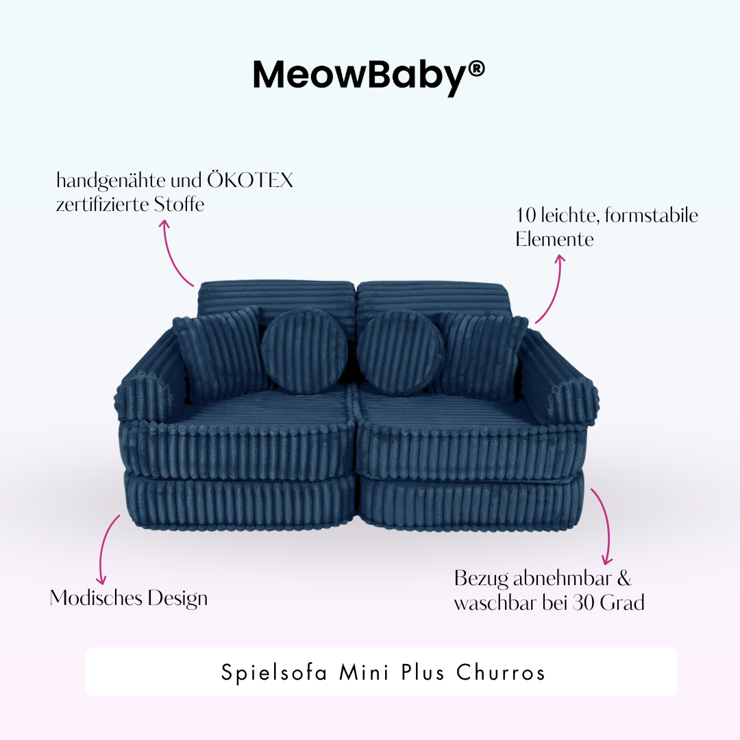 MeowBaby Spielsofa Mini Plus Churros - Plüschcord Edition