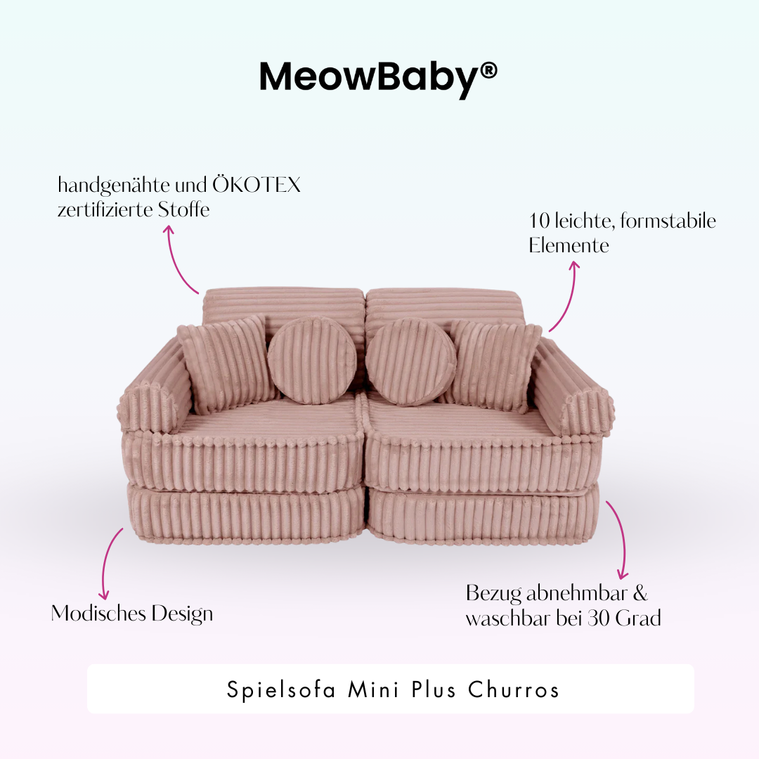 MeowBaby Play Sofa Mini Plus Churros - Cotton Beige