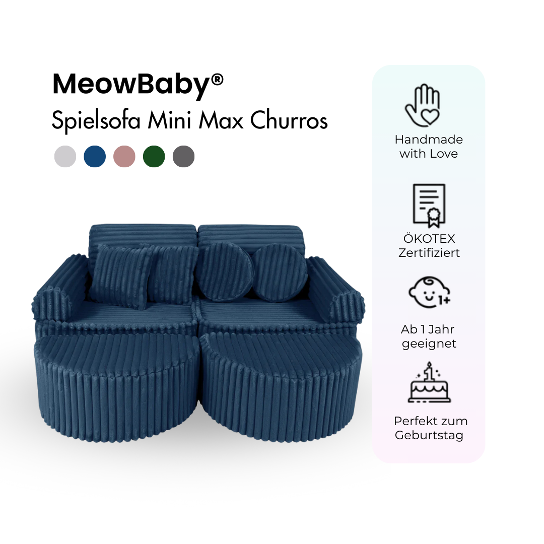 MeowBaby Spielsofa Mini Max Churros - Plüschcord Edition