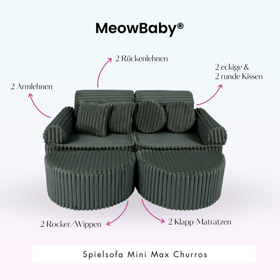 MeowBaby Spielsofa Mini Max Churros - Plüschcord Edition