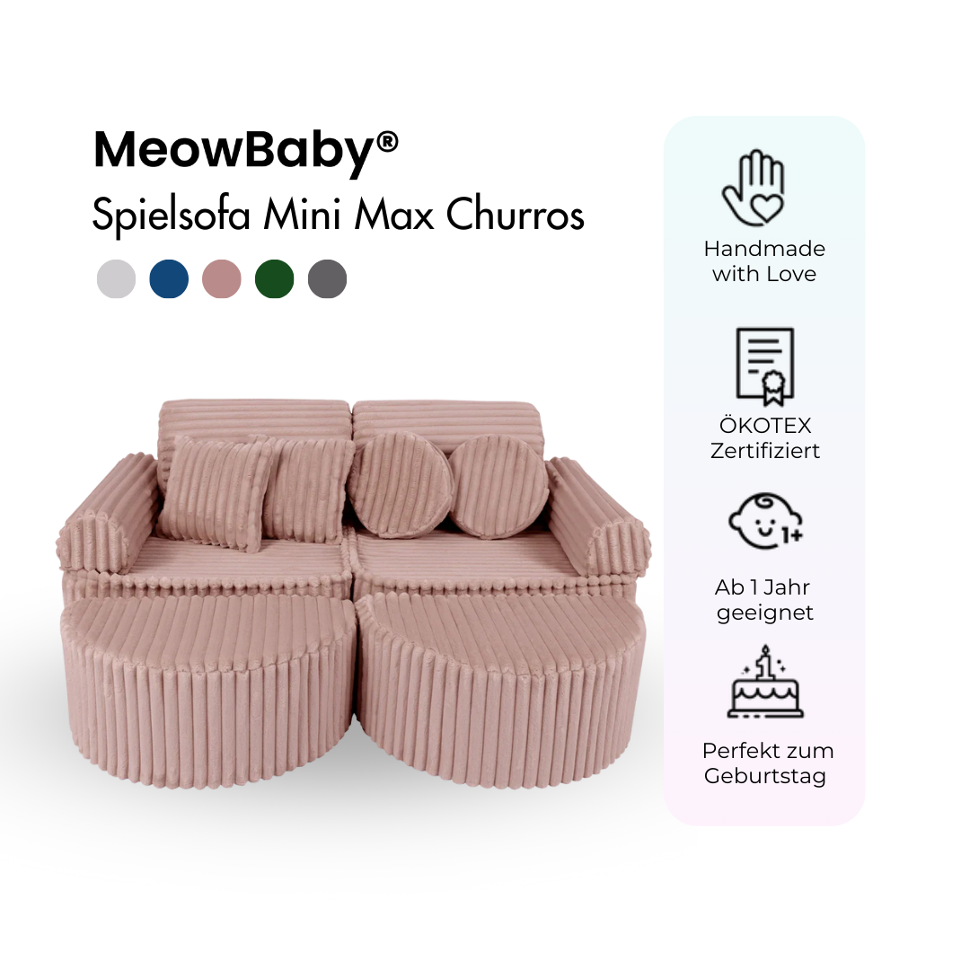 MeowBaby Spielsofa Mini Max Churros - Plüschcord Edition