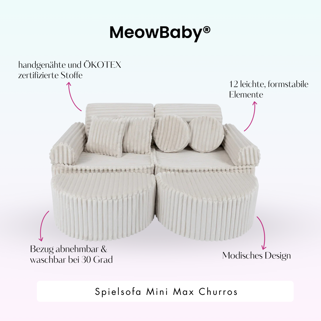 MeowBaby Spielsofa Mini Max Churros - Plüschcord Edition