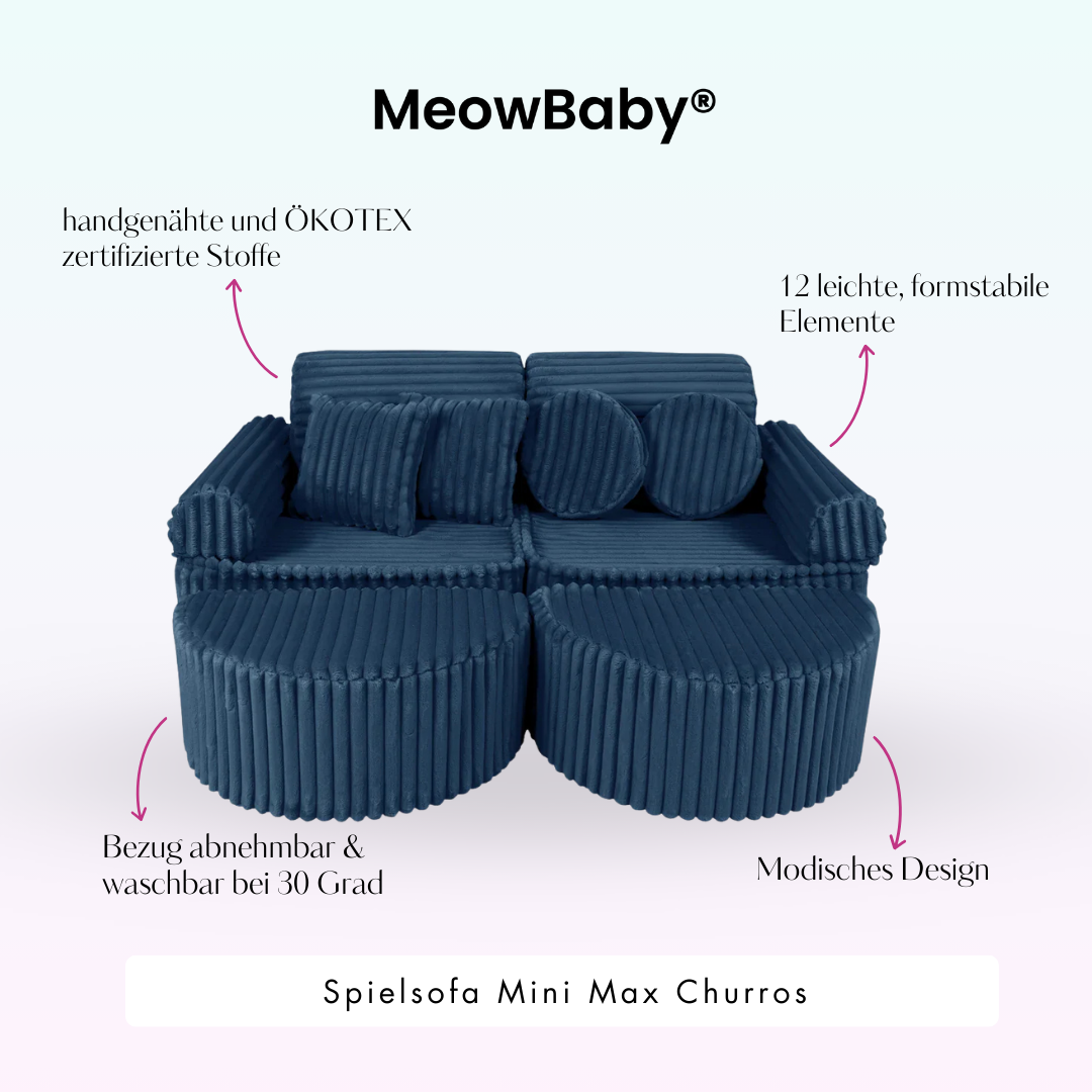 MeowBaby Spielsofa Mini Max Churros - Plüschcord Edition