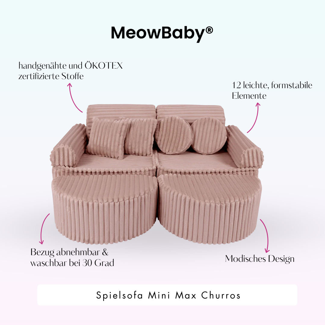 MeowBaby Spielsofa Mini Max Churros - Plüschcord Edition
