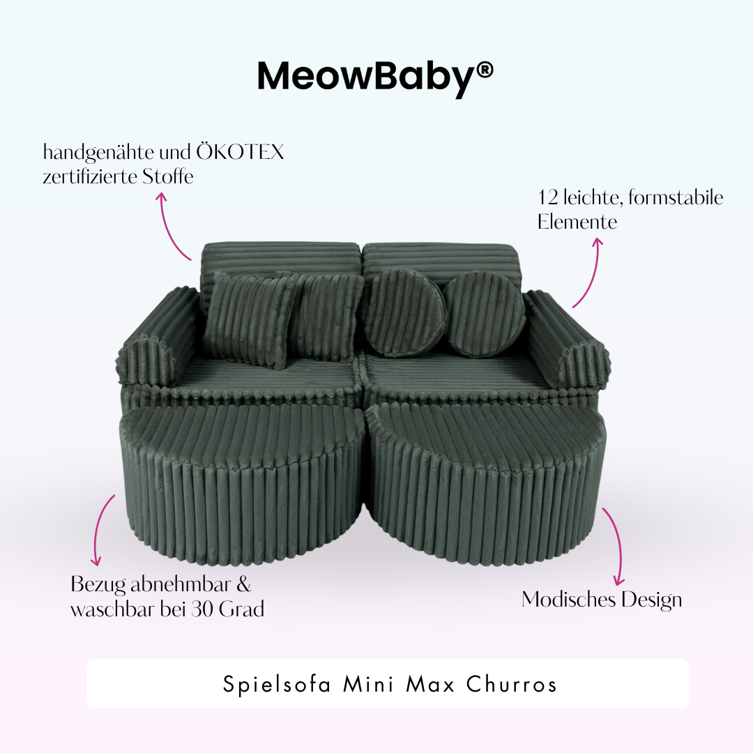 MeowBaby Spielsofa Mini Max Churros - Plüschcord Edition
