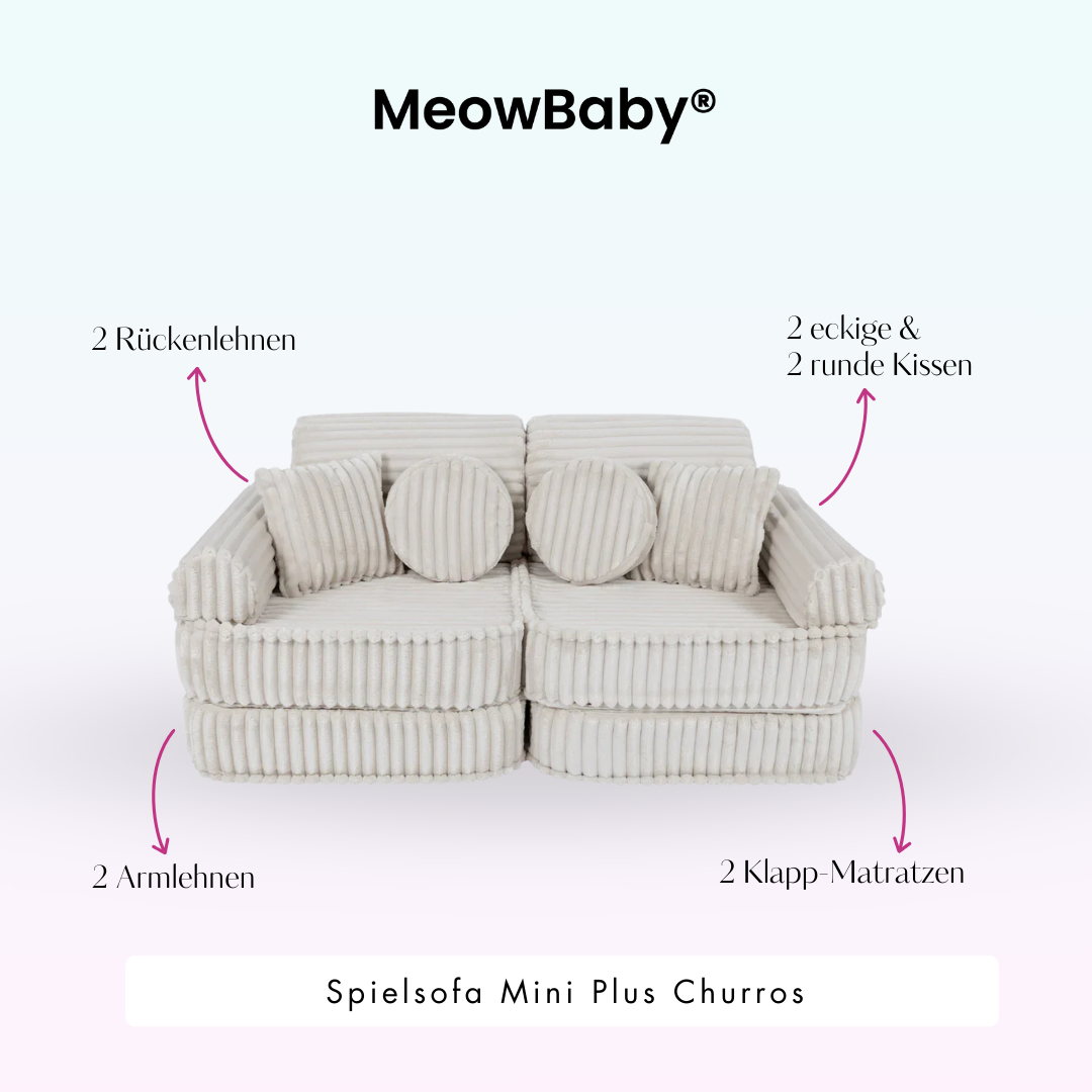 MeowBaby Spielsofa Mini Plus Churros - Plüschcord Edition