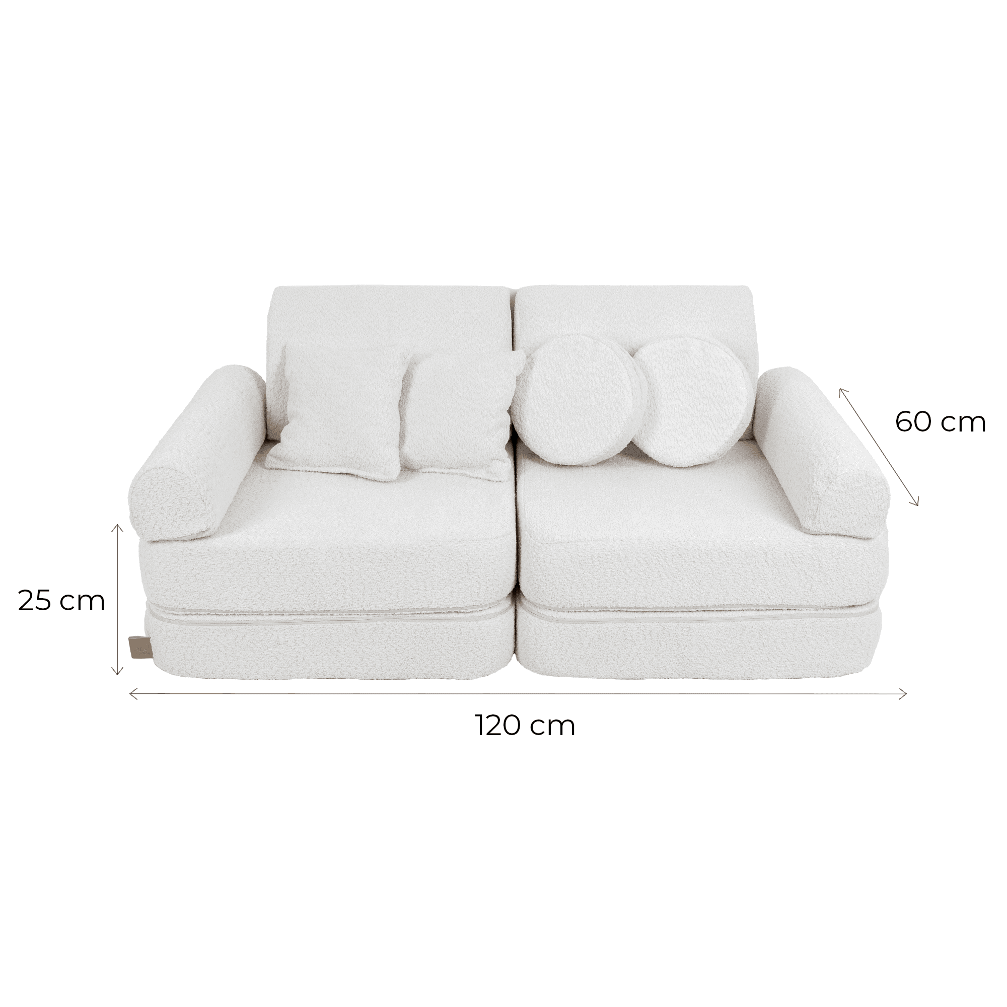 MeowBaby play sofa Mini Plus Bouclé - cream/white