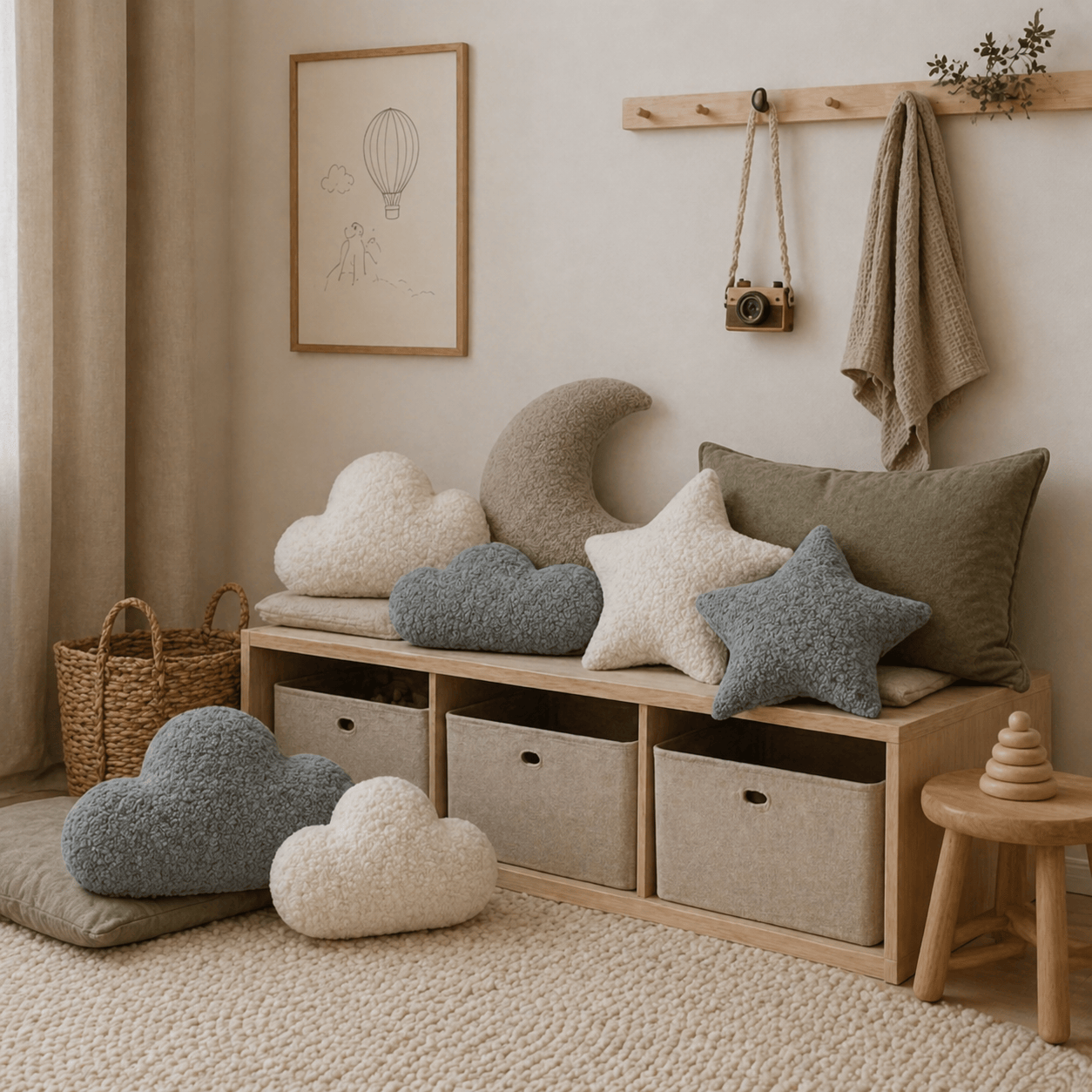 MeowBaby Deko-Kissen Mond - Soft Bouclé Edition