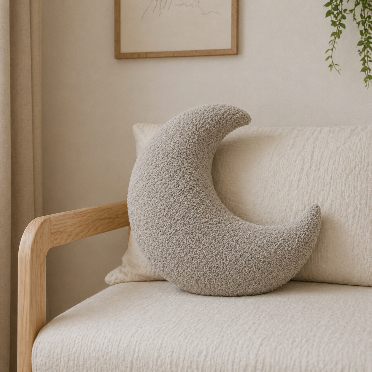 MeowBaby Deko-Kissen Mond - Soft Bouclé Edition